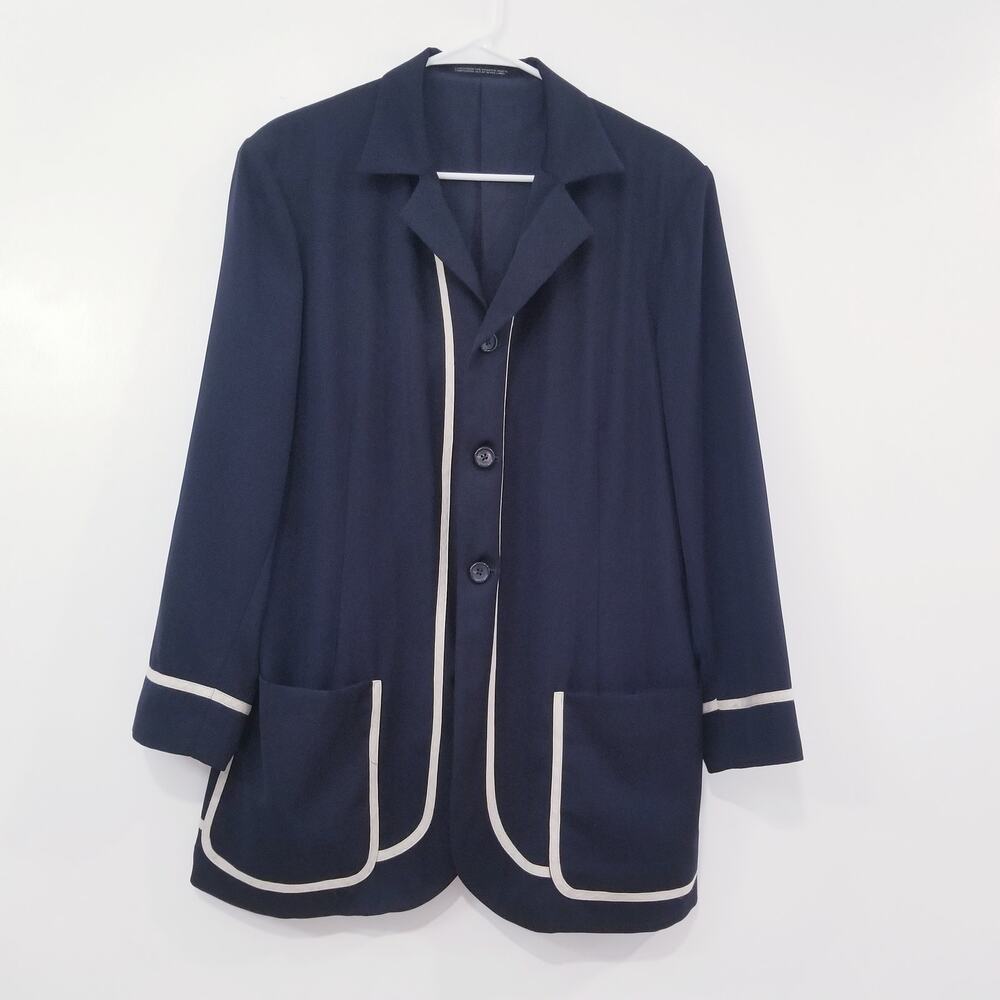 Men's Navy Blazer with White Piping